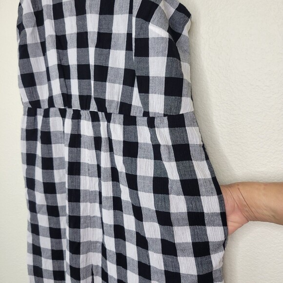 Madewell Cami Wide-Leg Jumpsuit in Gingham Check black and white Size XXS - Picture 6 of 15